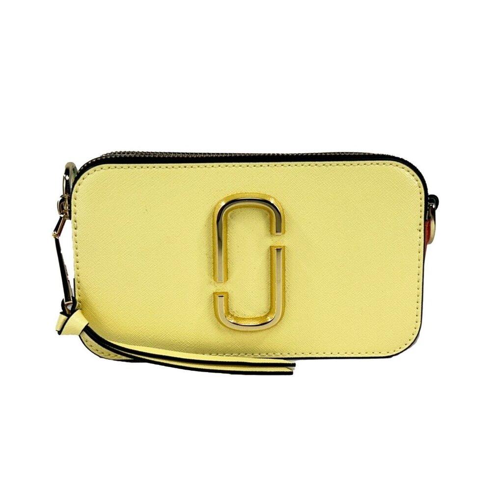 NEW  Marc Jacobs The Snapshot Crossbody Bag Pastel Yellow Multi  Leather Handbag